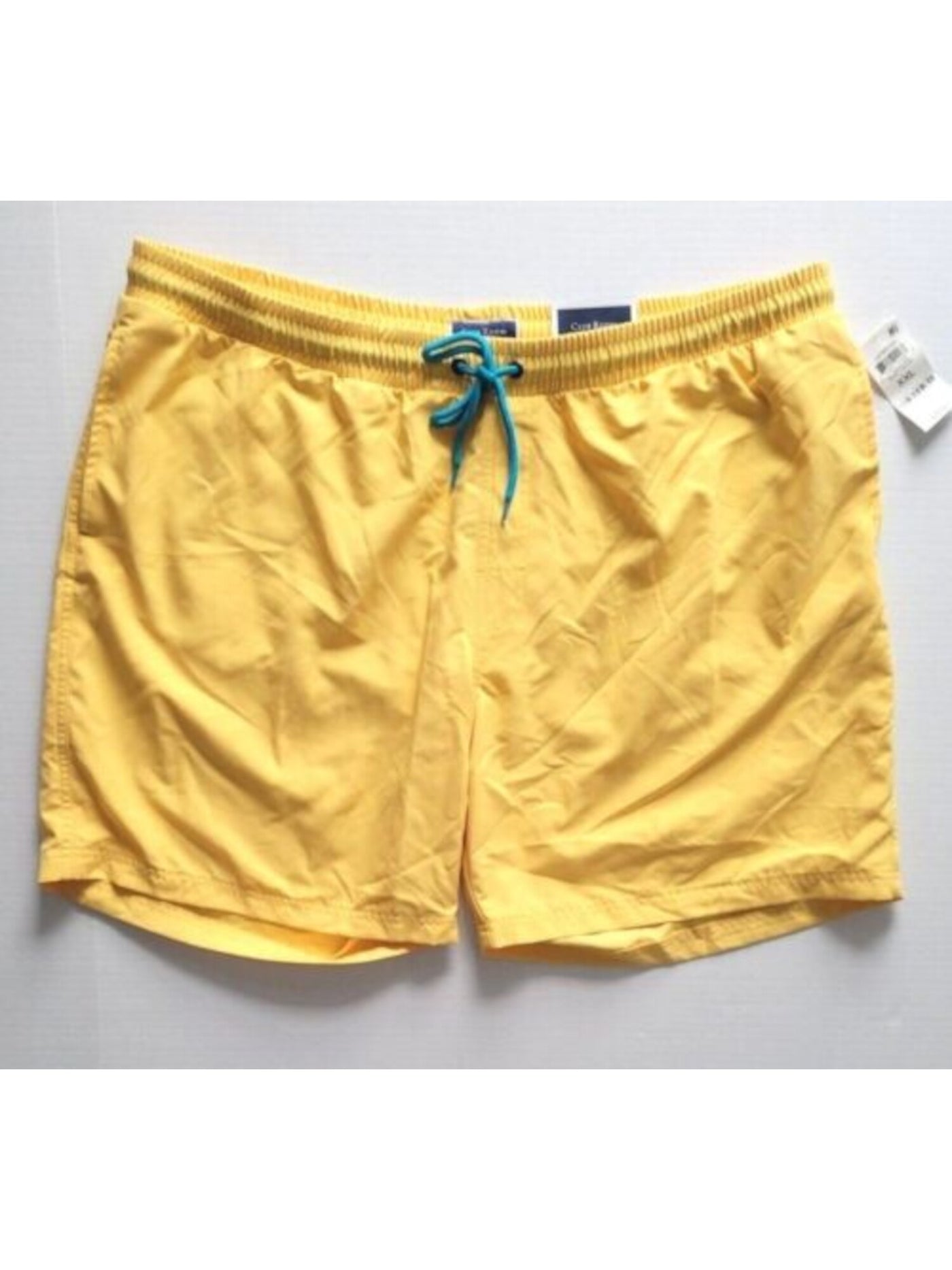 CLUBROOM Mens Yellow Drawstring Flat Frong Classic Fit Swim Trunks XXL