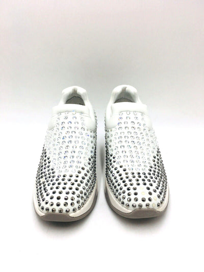 INC Womens White Rhinestone Removable Insole Oneena Round Toe Wedge Slip On Athletic Sneakers Shoes 5.5 M