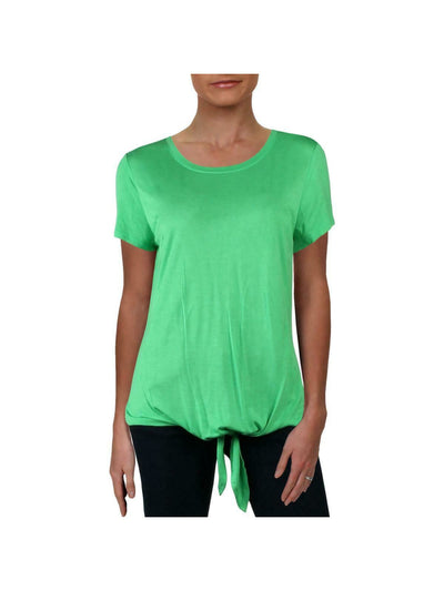 INC Womens Tie Short Sleeve Jewel Neck Tie-Front T-Shirt Top