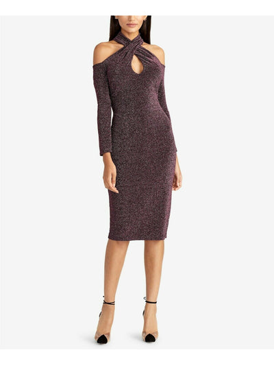 RACHEL RACHEL ROY Womens Maroon Glitter Midi Party Sheath Dress M