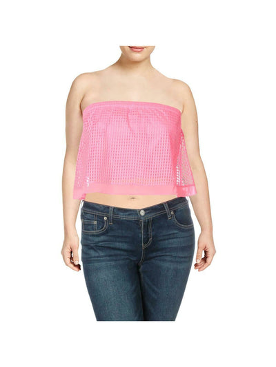 RACHEL ROY Womens Pink Sleeveless Strapless Crop Top L