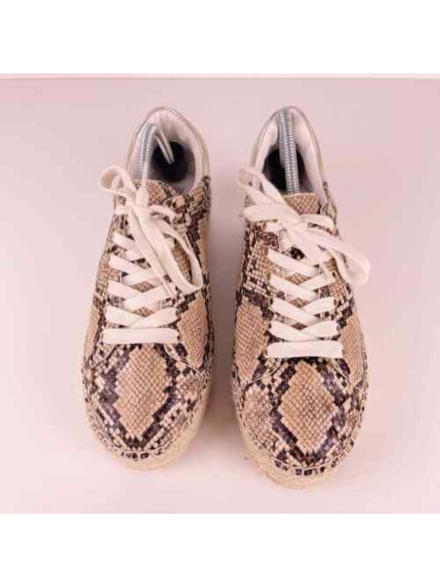 STEVE MADDEN Womens Beige Snake Print Espadrille Parade Round Toe Platform Lace-Up Athletic Sneakers 6.5 M