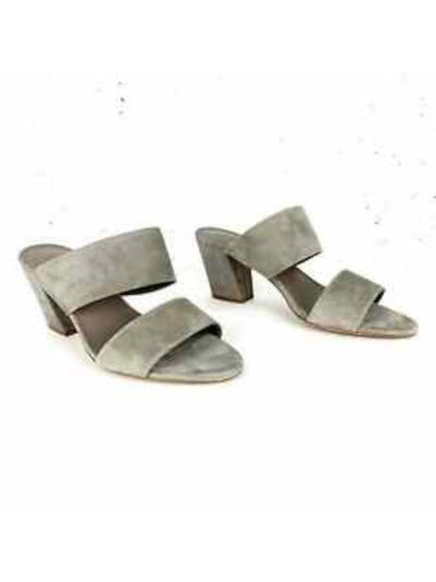 VINCE. Womens Gray Padded Goring Benetta Round Toe Block Heel Slip On Leather Heeled Sandal 6 M