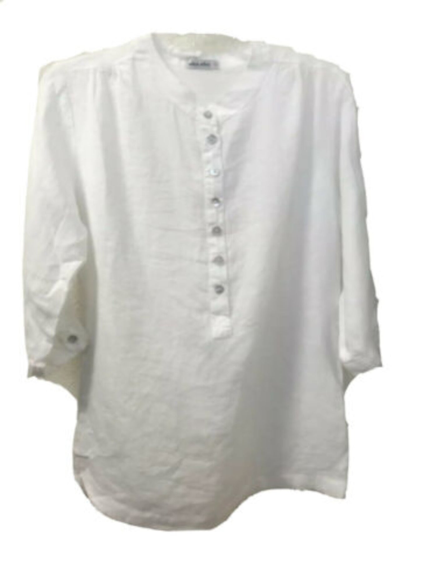 ALLEN ALLEN Womens White 3/4 Sleeve Crew Neck Top Plus 1X