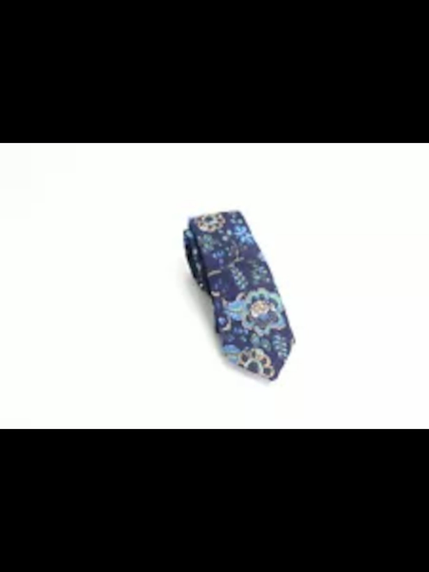 BAR III Mens Navy Floral Slim Neck Tie