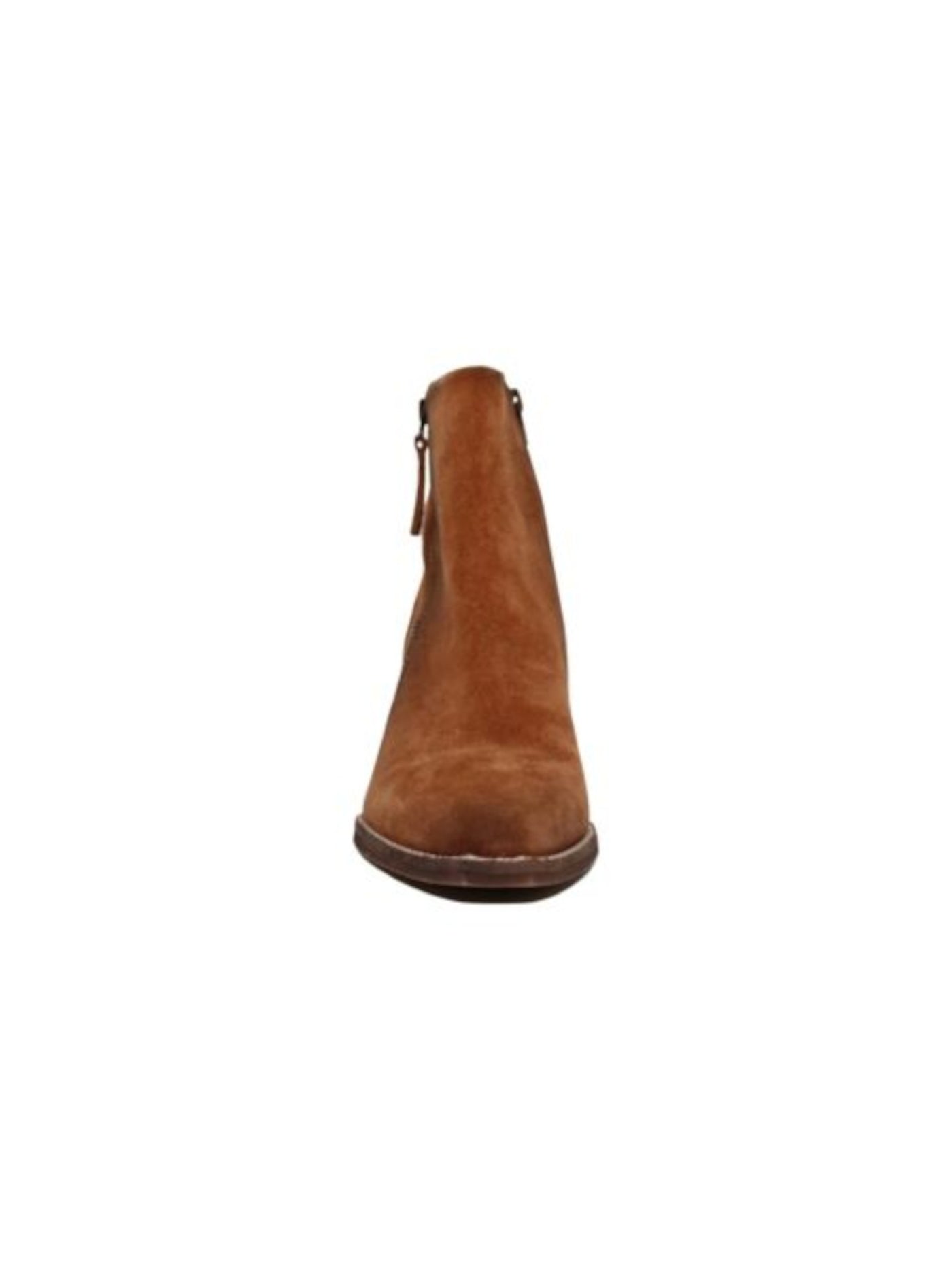 ZODIAC Womens Brown Western Comfort Zipper Accent Arch Support Ramona Round Toe Block Heel Zip-Up Leather Booties 9.5 M
