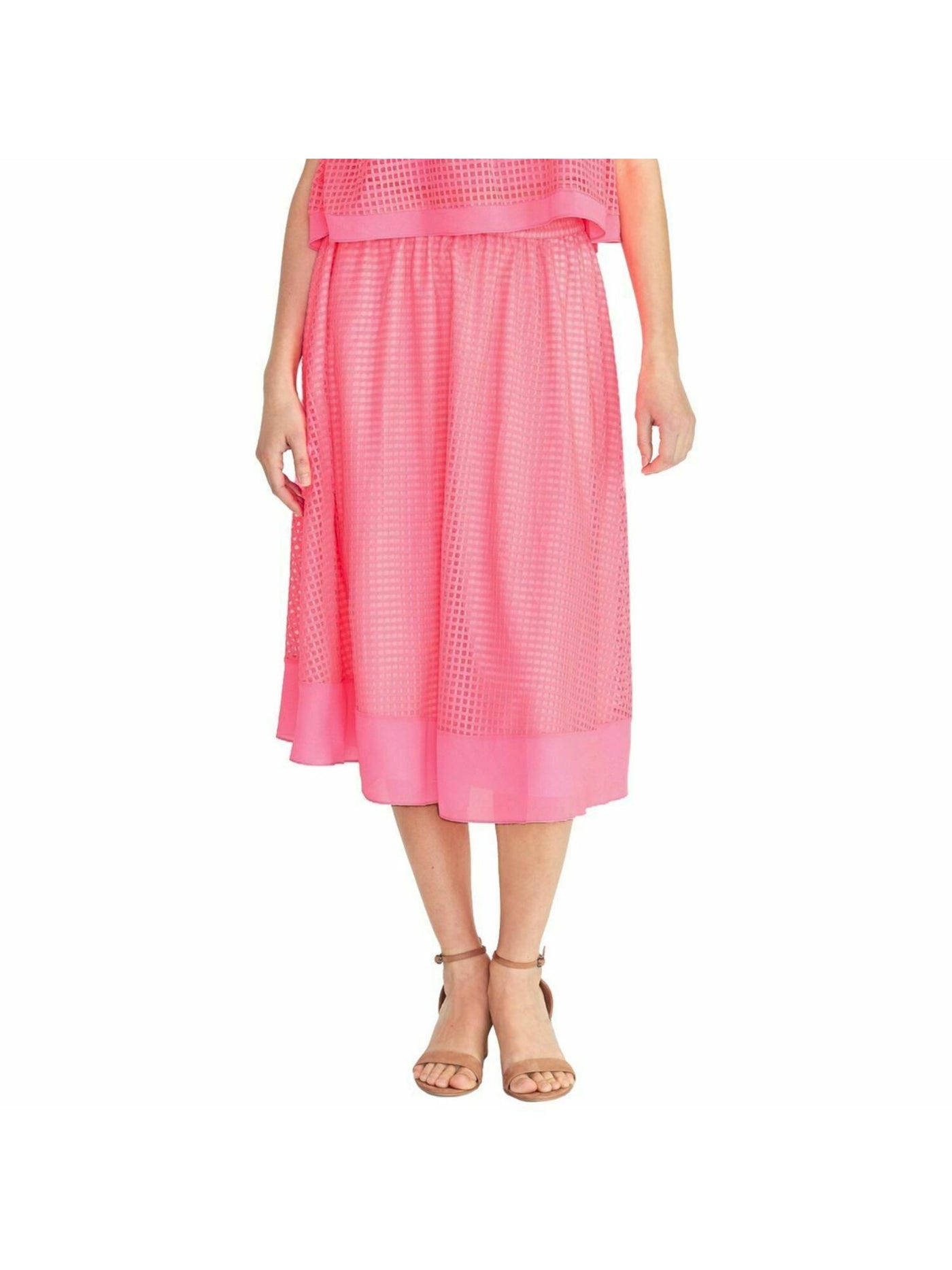 RACHEL ROY Womens Pink Midi Pleated Skirt Size: XL