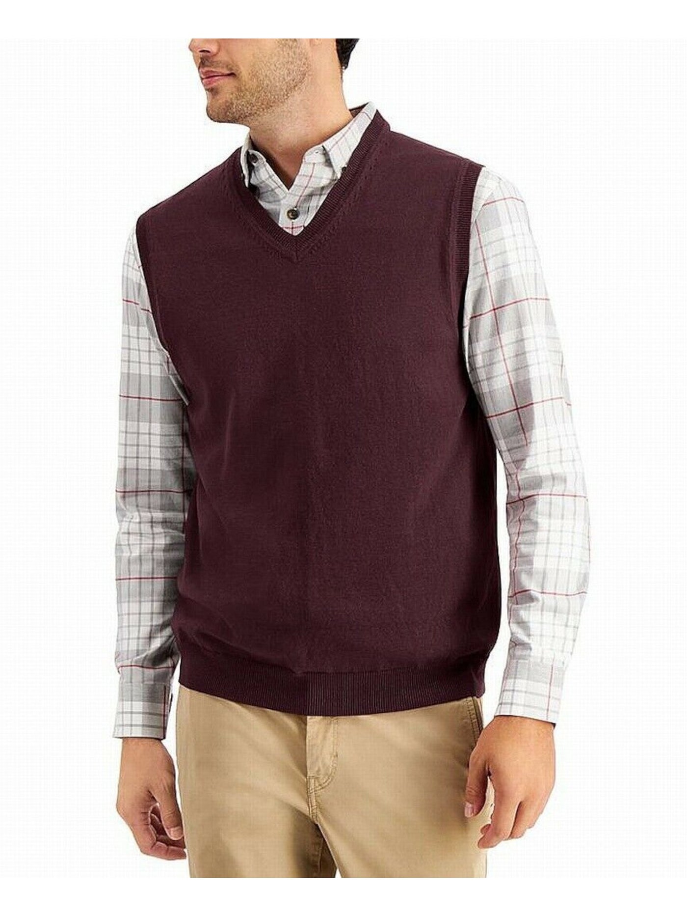 CLUBROOM Mens Burgundy Vest Jacket 3XL