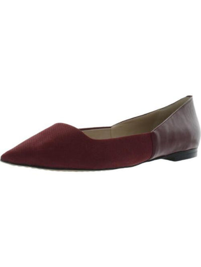 FRENCH CONNECTION Womens Burgundy Zig-Zag Padded Geneveve Pointed Toe Slip On Leather Ballet Flats 7.5