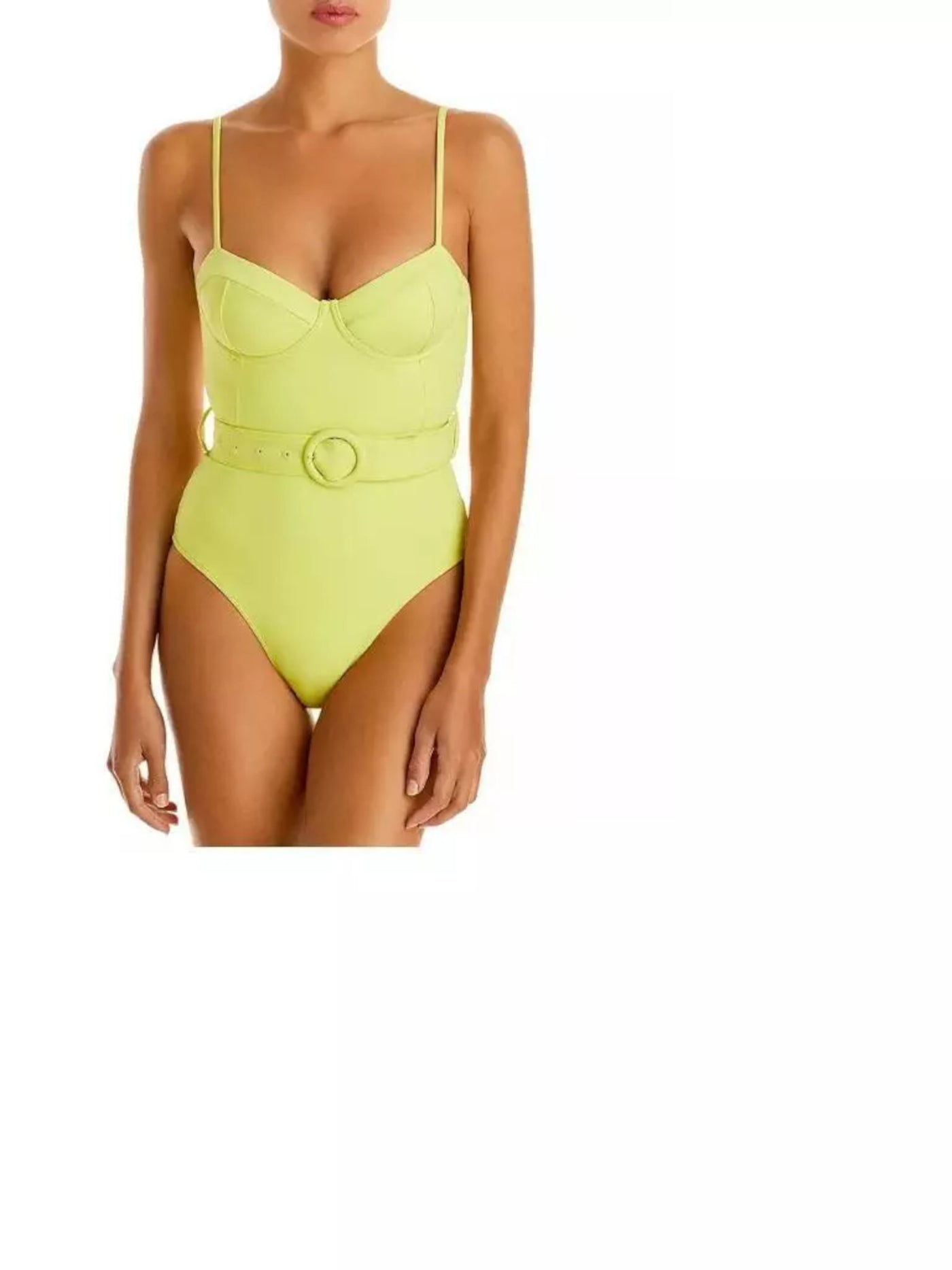 JONATHAN SIMKHAI Women's Green Belted Full Coverage Bra One Piece Swimsuit S