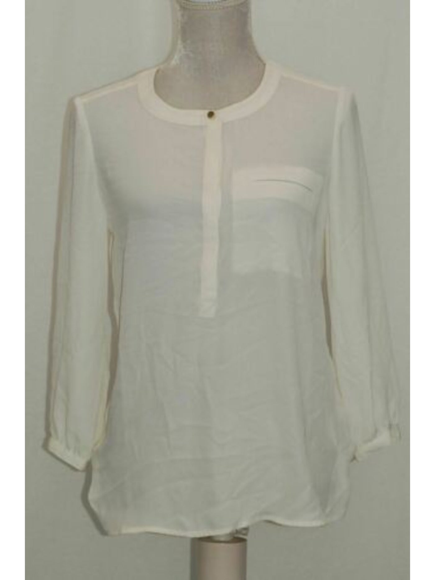 JM COLLECTION Womens Ivory Long Sleeve Blouse Petites Size: PXL