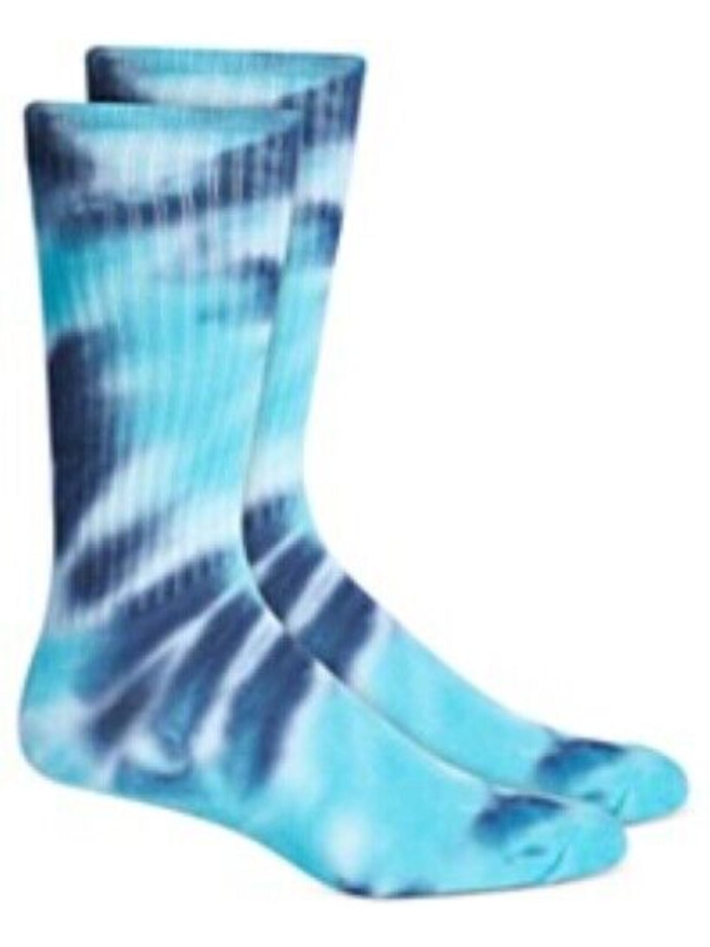 SUN STONE Mens Blue Tie Dye Ribbed Casual Crew Socks 7-12