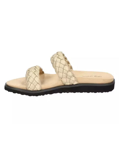 EASY STREET Womens Gold Flexible Woven Padded Lightweight Metallic Susi Round Toe Slip On Slide Sandals Shoes 8.5 W