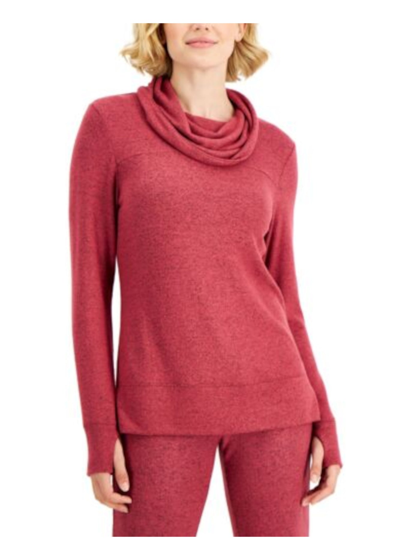 IDEOLOGY Womens Pink Raglan Sleeve Cowl Neck Top L