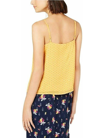 MAISON JULES Womens Gold Sheer Spaghetti Strap V Neck Tank Top M