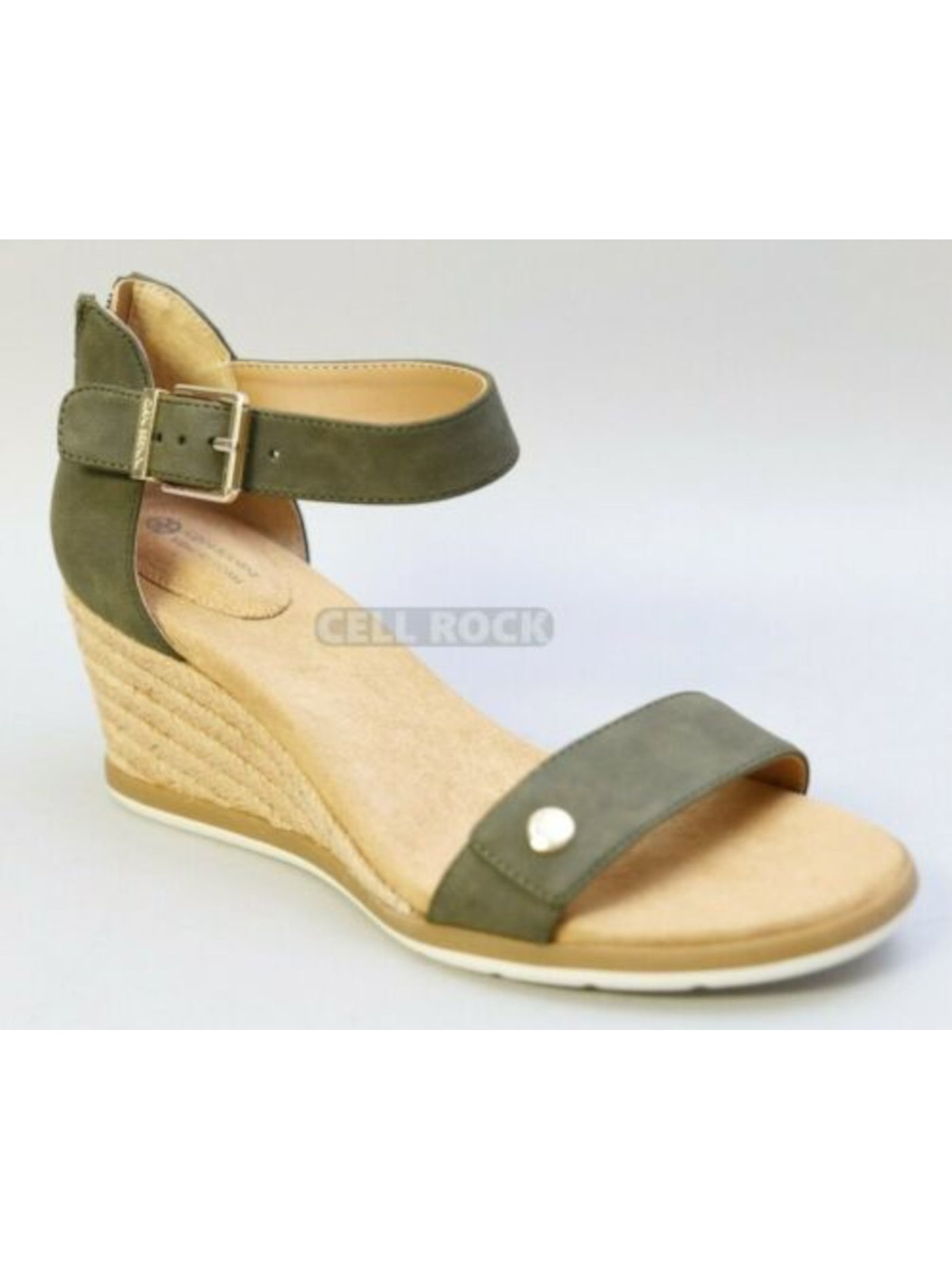 GIANI BERNINI Womens Green Buckle Accent Cushioned Daytonn Almond Toe Wedge Zip-Up Espadrille Shoes 7 M