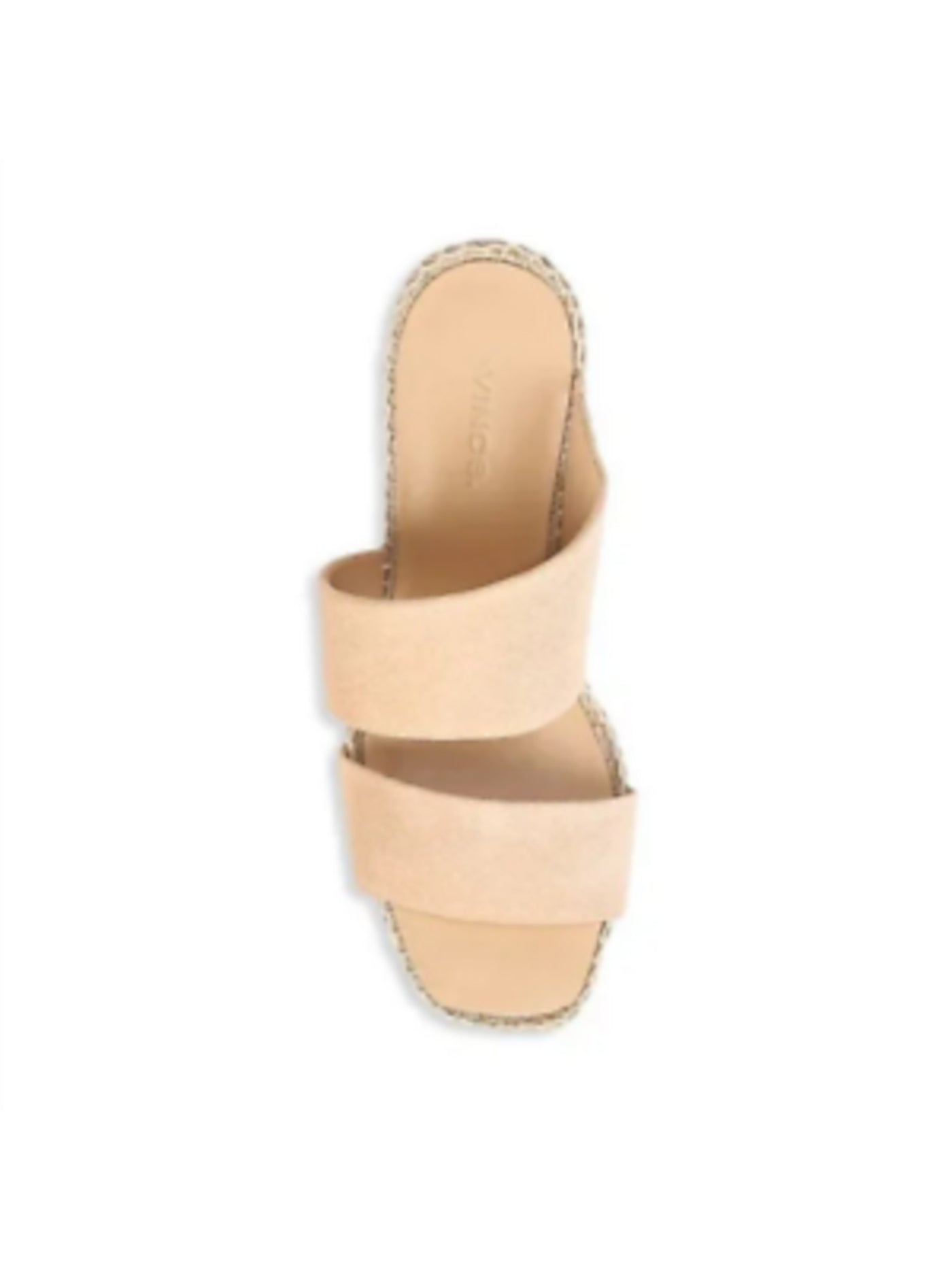 VINCE. Womens Beige 1/2" Platform Jute Wrapped Goring Cushioned Asymmetrical Garlin Square Toe Wedge Slip On Suede Slide Sandals Shoes M