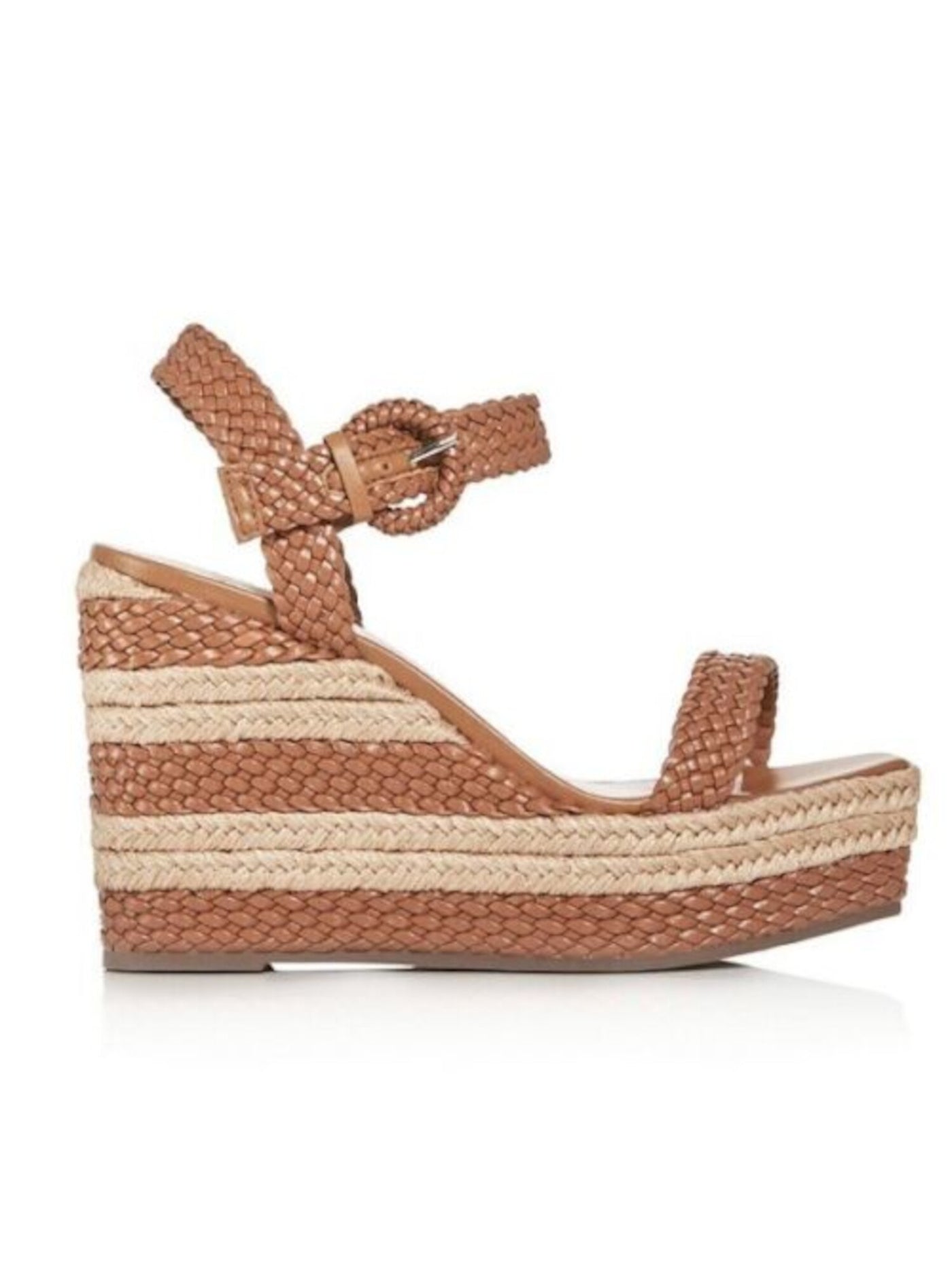 SCHUTZ Womens Brown 1-1/2" Platform Ankle Strap Braided Nani Square Toe Wedge Buckle Espadrille Shoes B