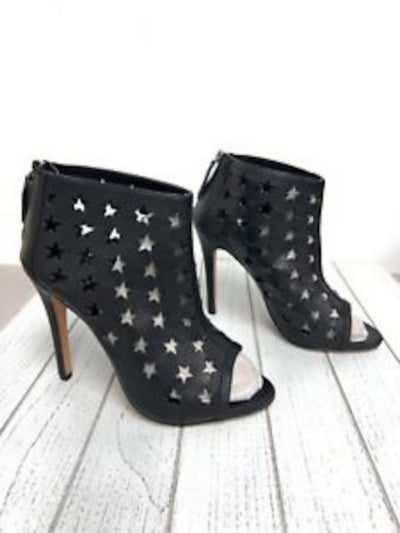 ALICE+OLIVIA Womens Black Star Cutouts Padded Giovanna Open Toe Platform Zip-Up Leather Booties 39.5