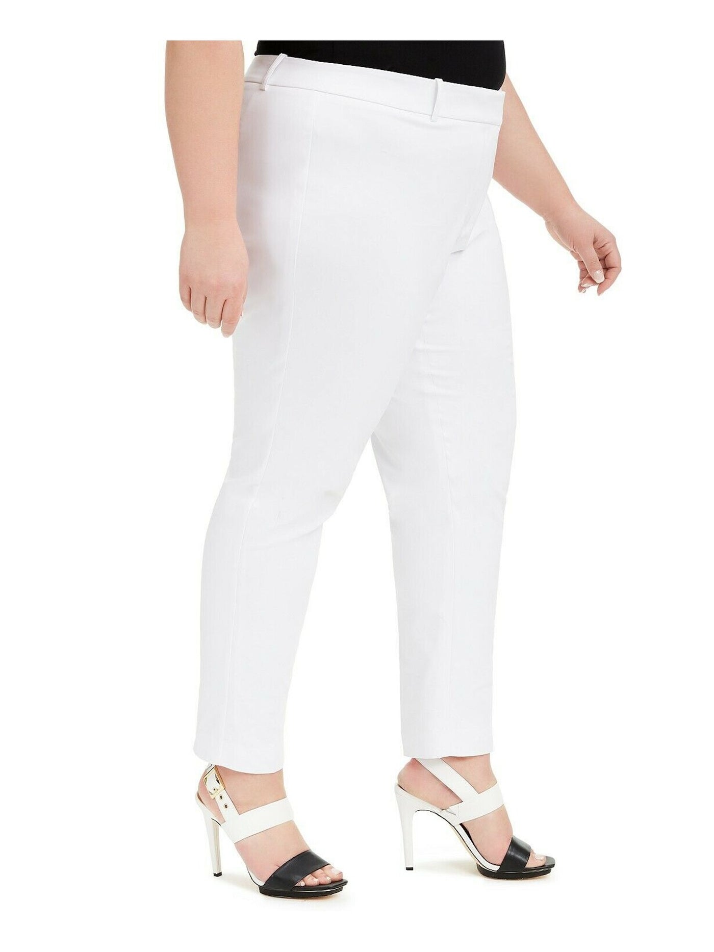 CALVIN KLEIN Womens White Zippered Evening Skinny Pants Plus 16W