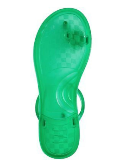 INC Womens Green Jelly Toe Ring Pineapple Detail Embellished Strappy Loren Round Toe Slip On Sandals Shoes M