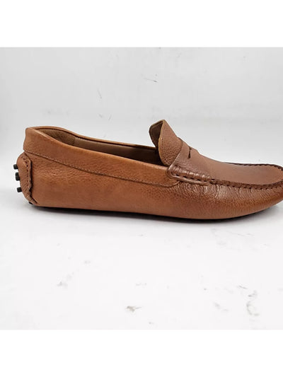 THE MENS STORE Mens Brown Penny Holder Driver Sole Padded Square Toe Slip On Leather Loafers Shoes 8.5 M