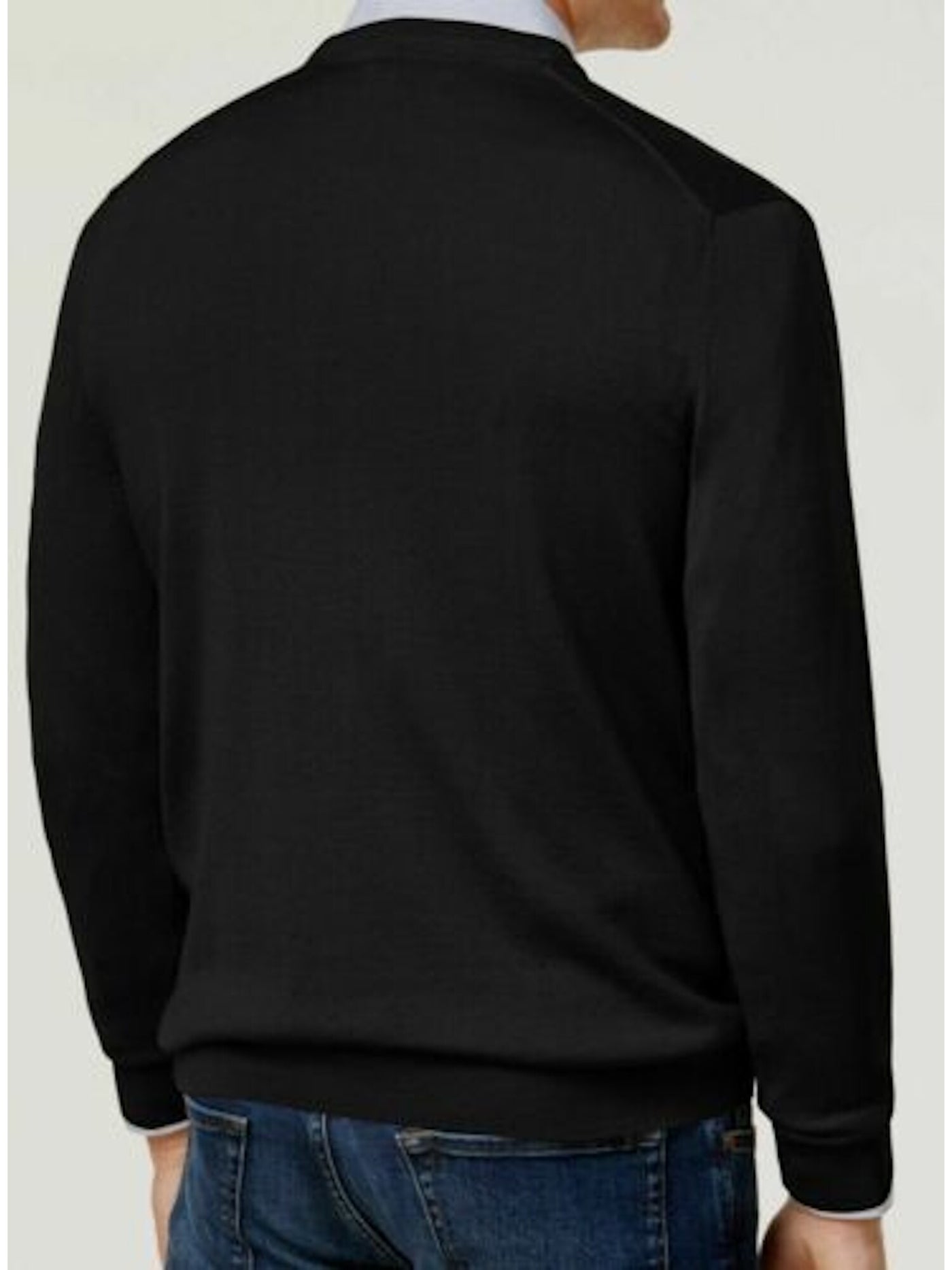 CLUBROOM Mens Black Long Sleeve V Neck Pullover Sweater S