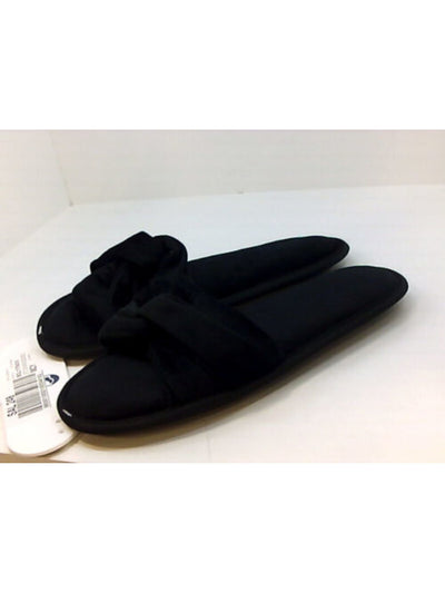 CHARTER CLUB Womens Black Twist-Detail Vamp Cushioned Open Toe Slip On Slippers Shoes 9-10