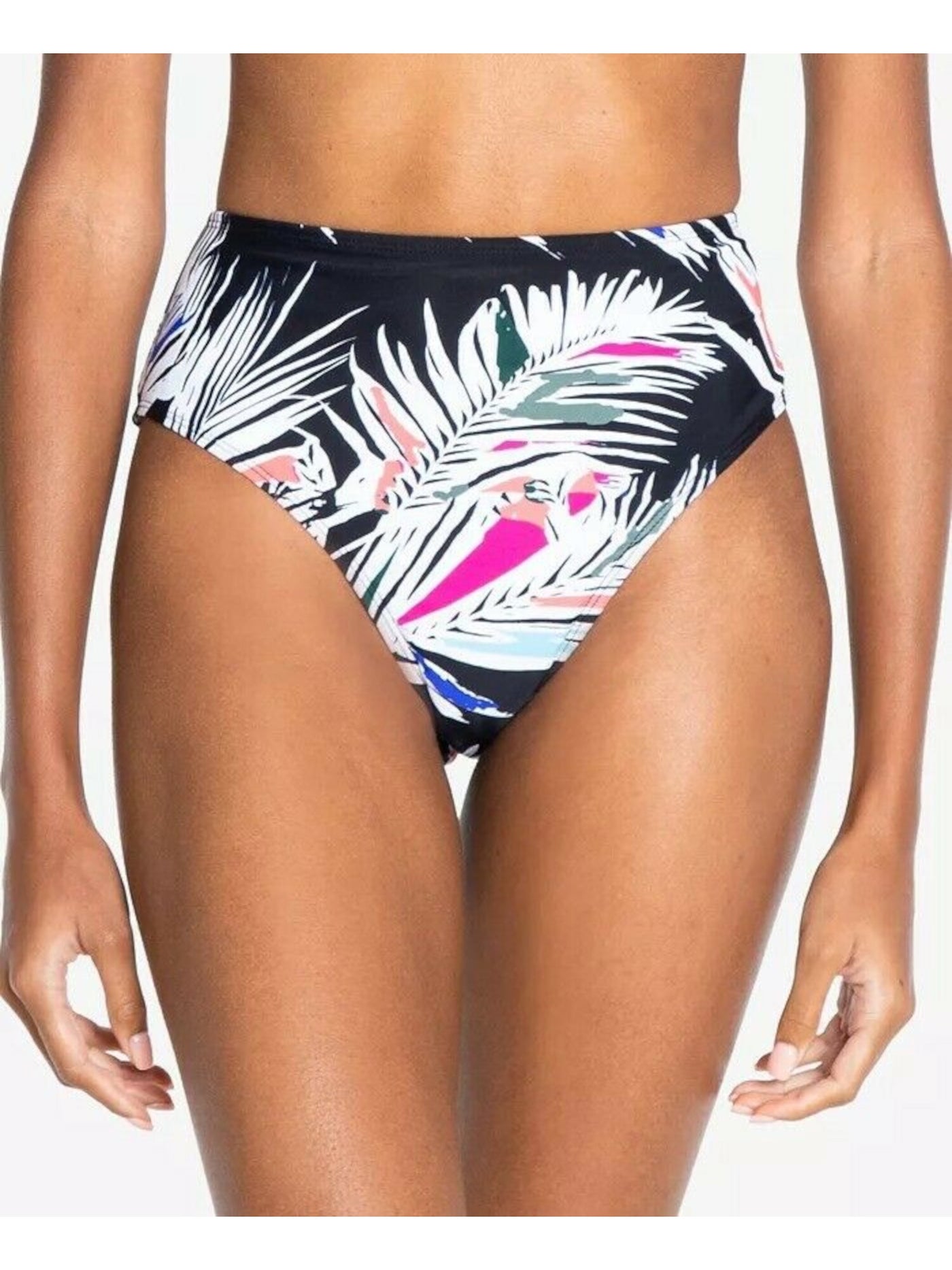 RACHEL RACHEL ROY Women's Black Printed Stretch Lined Moderate Coverage High Waisted Swimsuit Bottom S