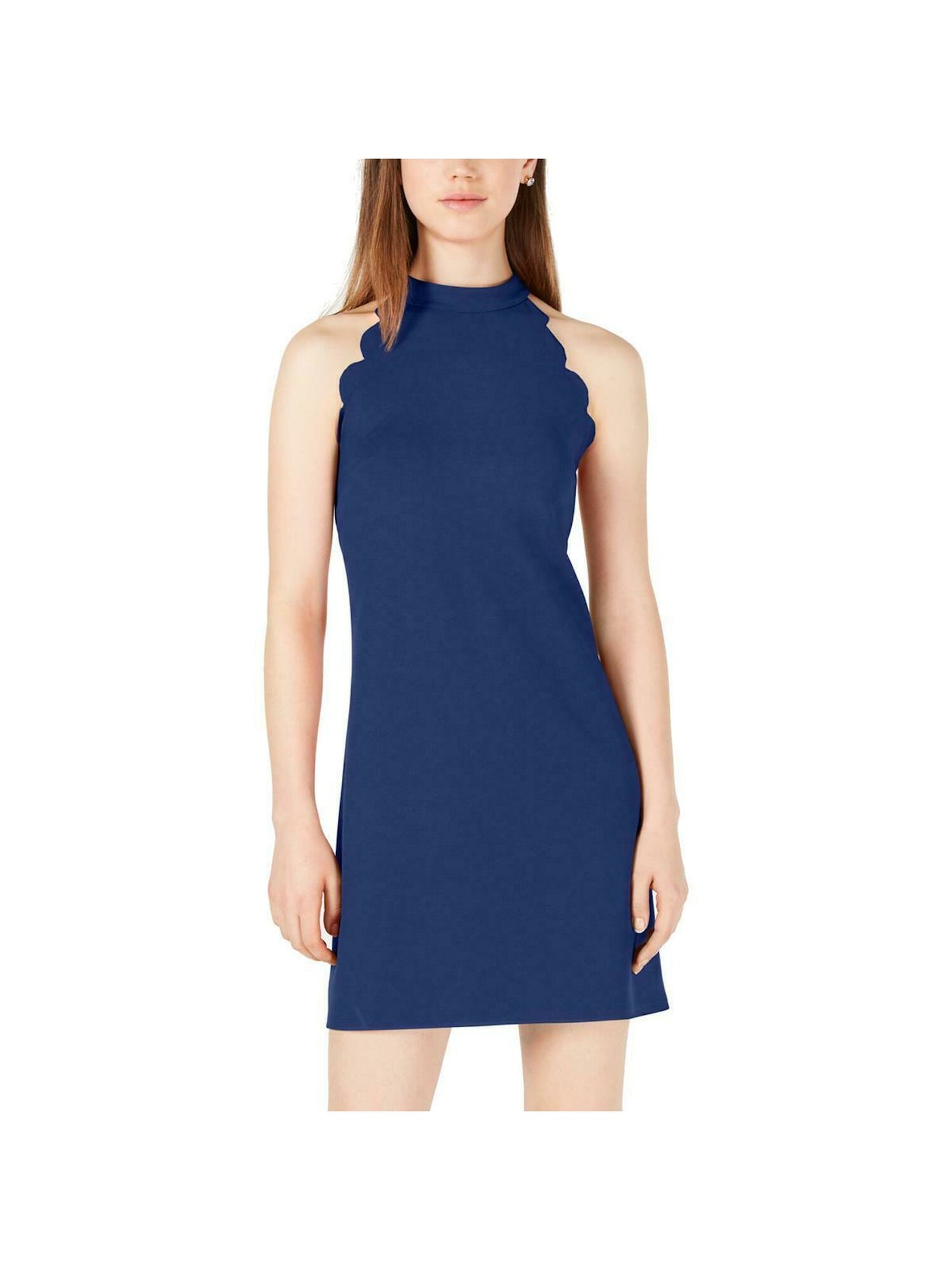 BCX Womens Blue Sleeveless Halter Above The Knee Sheath Dress XXS