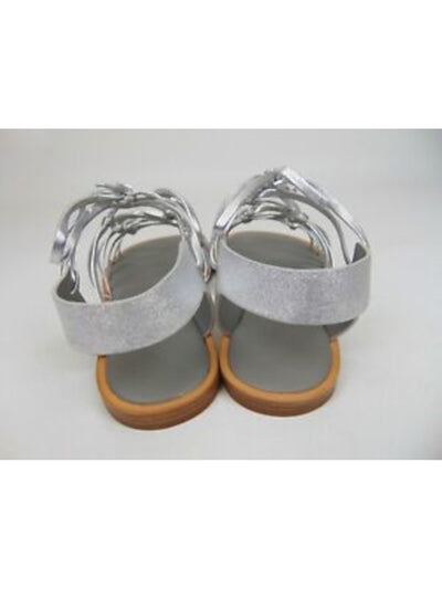 VINCE. Womens Silver Strappy Palmera Round Toe Lace-Up Leather Slingback Sandal 6 M