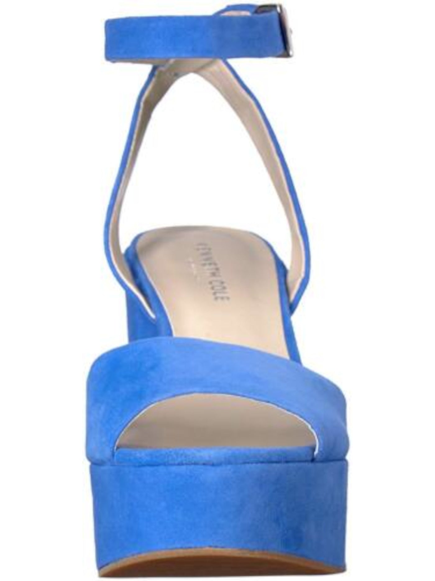 KENNETH COLE Womens Blue 2" Platform Adjustable Strap Pheonix Round Toe Block Heel Buckle Leather Dress Espadrille Shoes 9.5 M