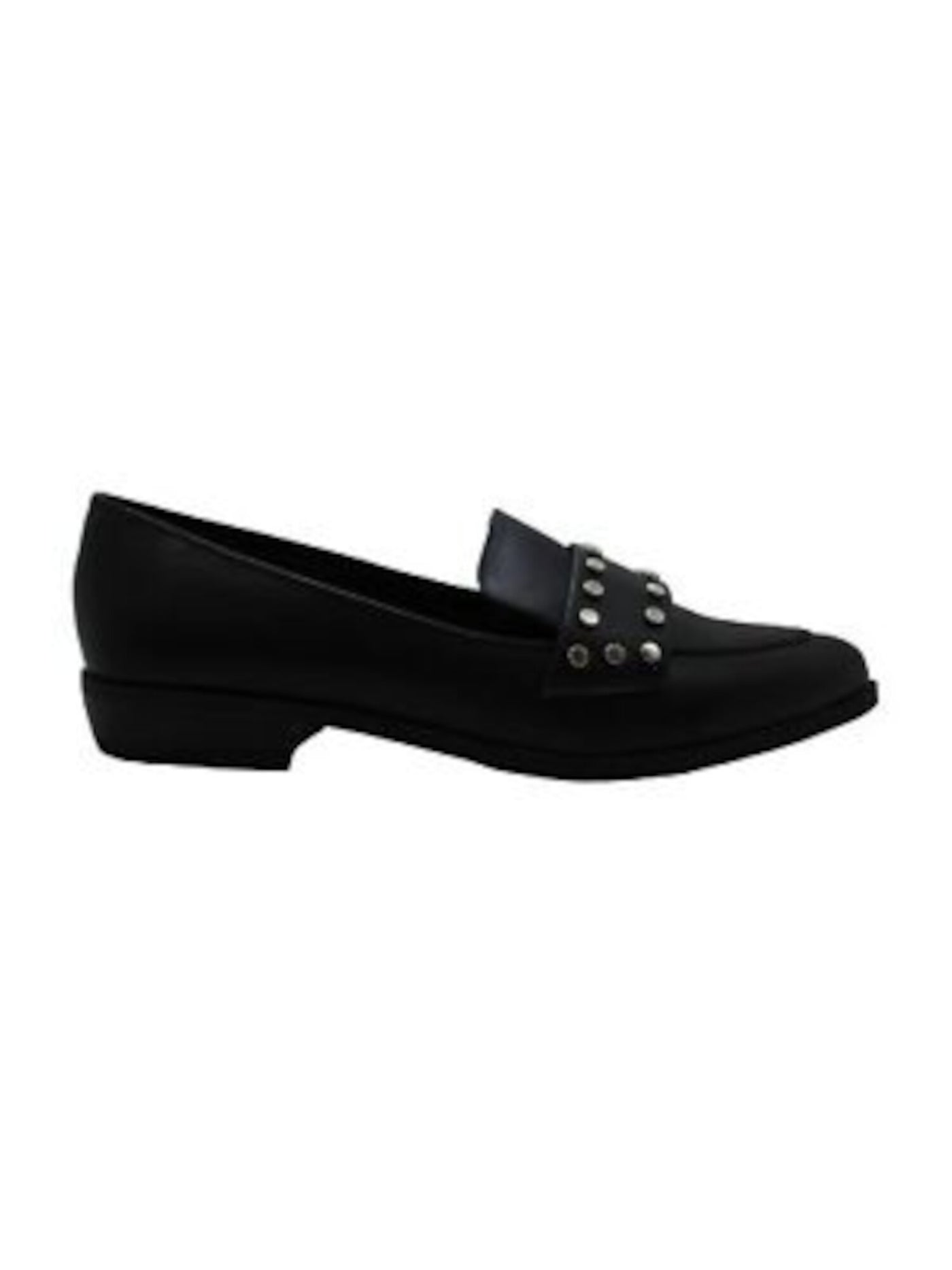 BAR III Womens Black Cushioned Studded Involve Pointed Toe Block Heel Slip On Loafers Shoes 10 M