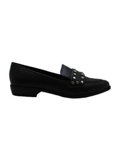 BAR III Womens Black Cushioned Studded Involve Pointed Toe Block Heel Slip On Loafers Shoes 10 M