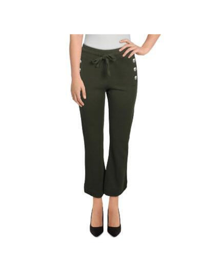 DEREK LAM 10 CROSBY Womens Button Faux Pockes Tie Cropped Ribbed Pants