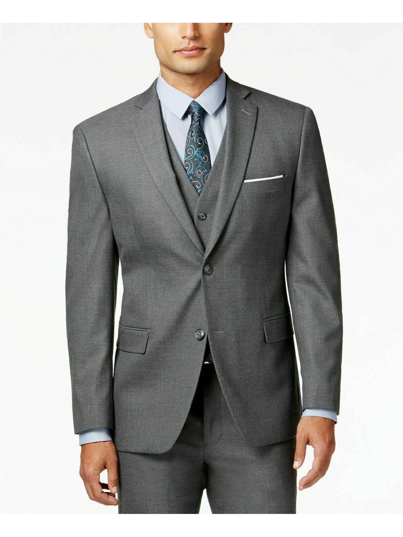 ALFANI Mens Gray Single Breasted Blazer Jacket 40 Short