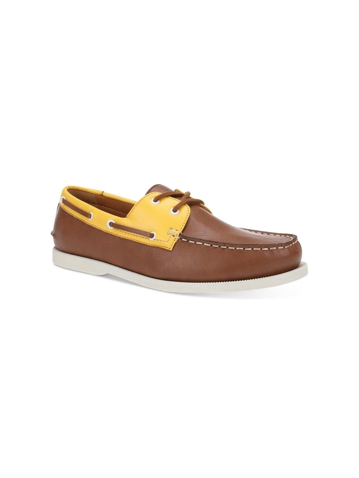 CLUBROOM Mens Brown Color Block Cushioned Comfort Elliot Round Toe Lace-Up Boat Shoes 9 M