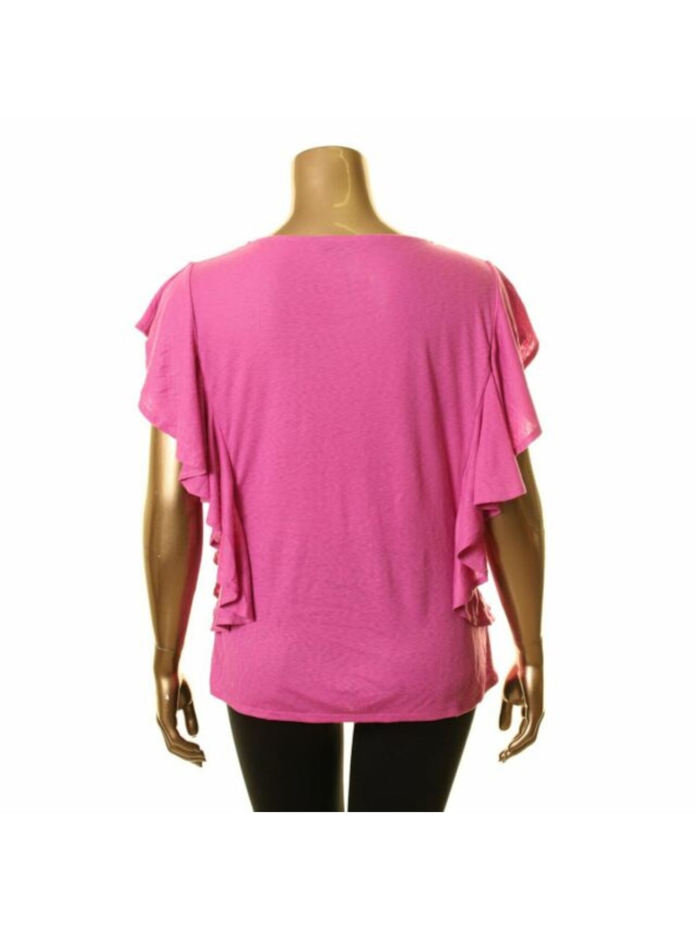 RACHEL ROY Womens Pink Short Sleeve V Neck Top S