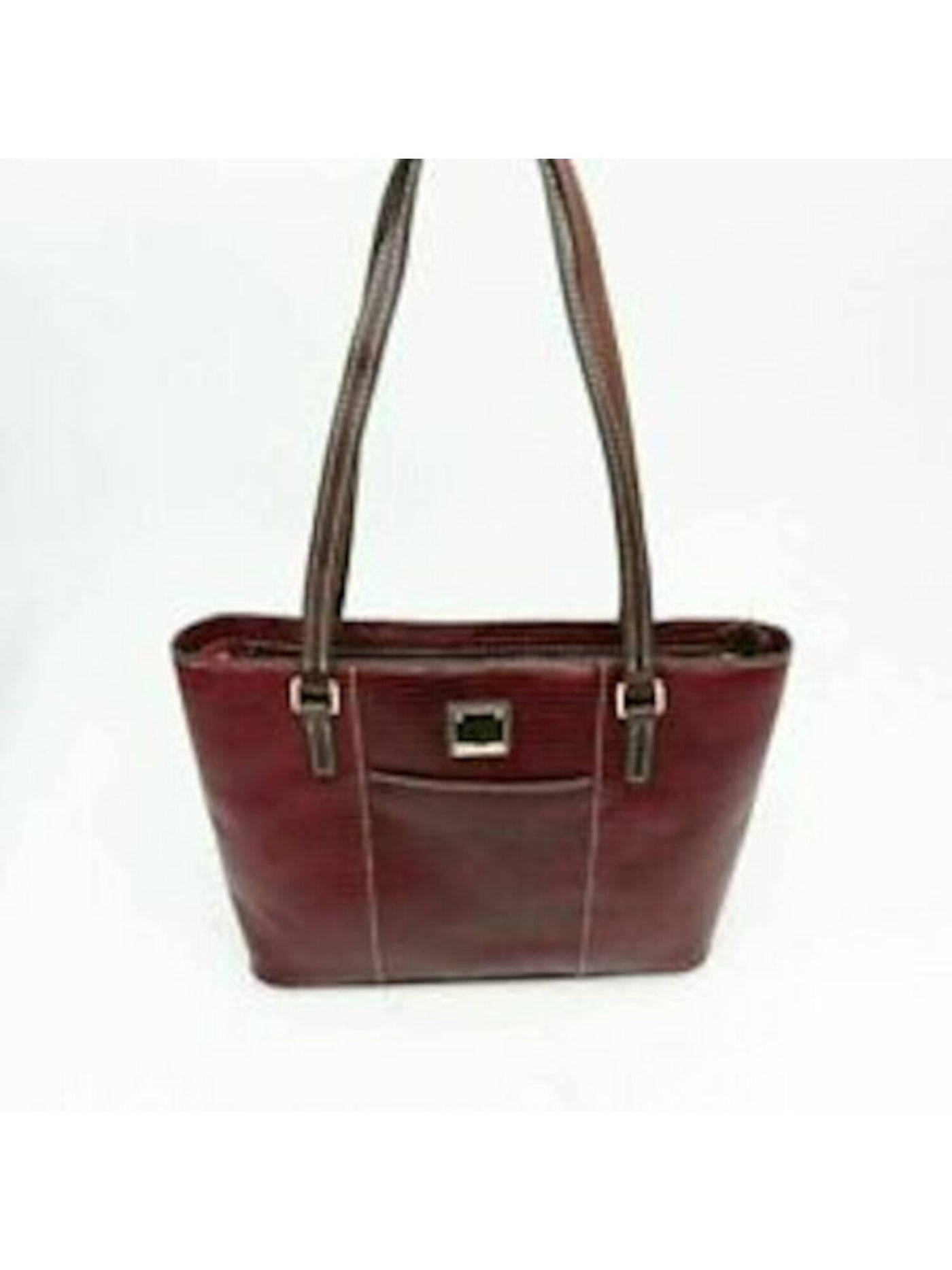 DOONEY & BOURKE Women's Maroon Leather Studded Adjustable Strap Satchel Handbag