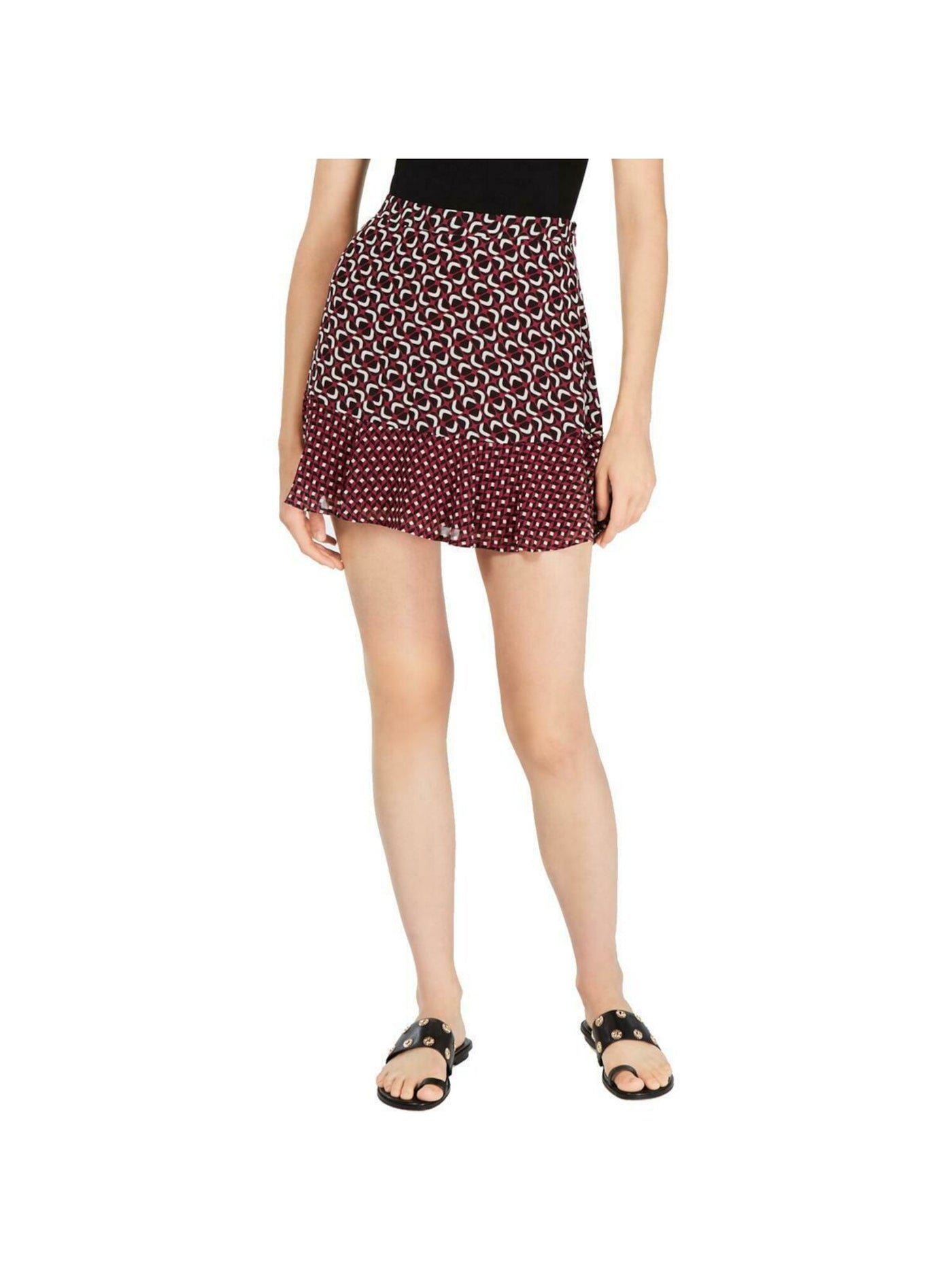 MICHAEL MICHAEL KORS Womens Purple Pleated Printed Mini A-Line Skirt 16