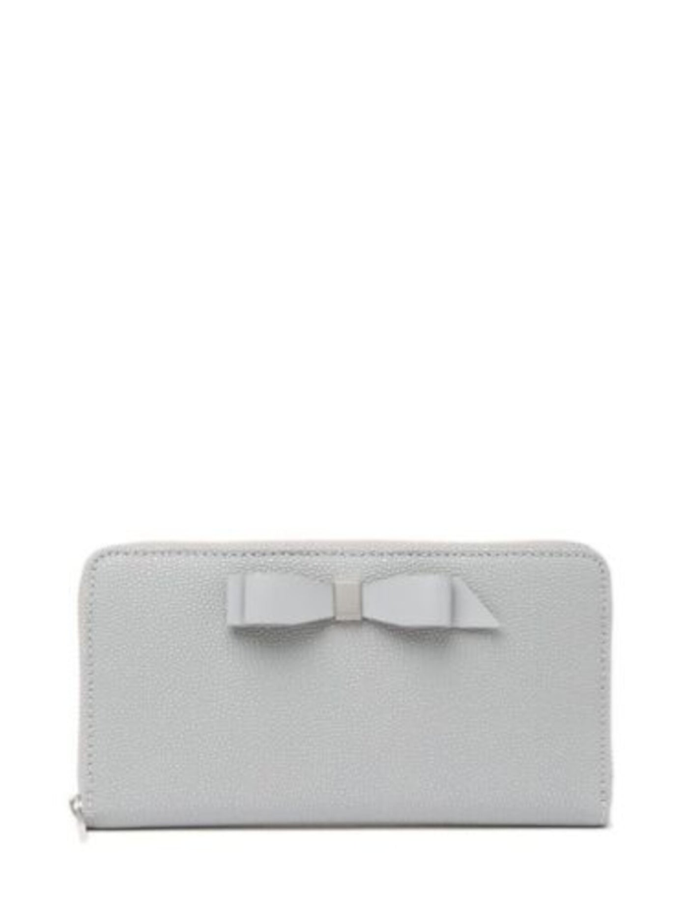 TED BAKER LONDON Women's Gray Aine Satin Bow Detail With Logo Printed Slip Lining Pebbled Strapless Wallet