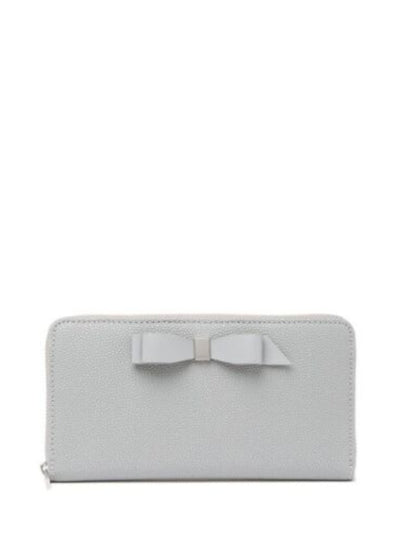 TED BAKER LONDON Women's Gray Aine Satin Bow Detail With Logo Printed Slip Lining Pebbled Strapless Wallet