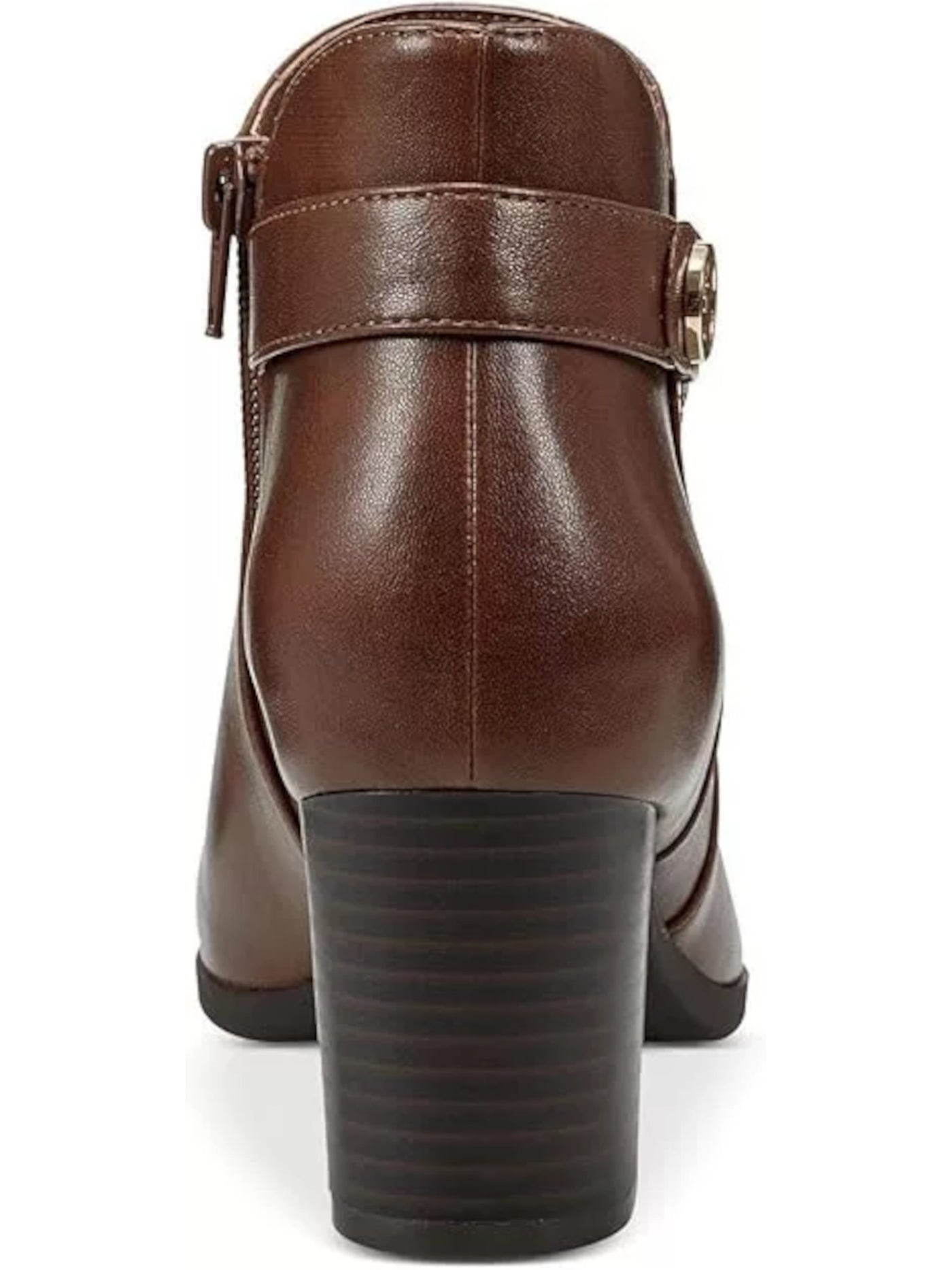 GIANI BERNINI Womens Brown Logo Hardware Strap Detail Cushioned Slip Resistant Artemyss Round Toe Block Heel Zip-Up Heeled Boots 11 M