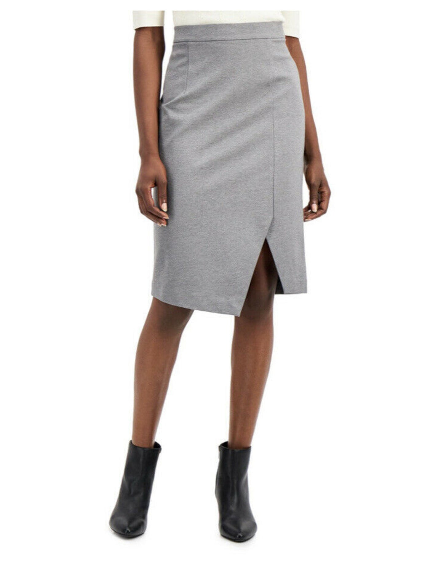 ALFANI Womens Gray Knee Length Faux Wrap Skirt Size: 2