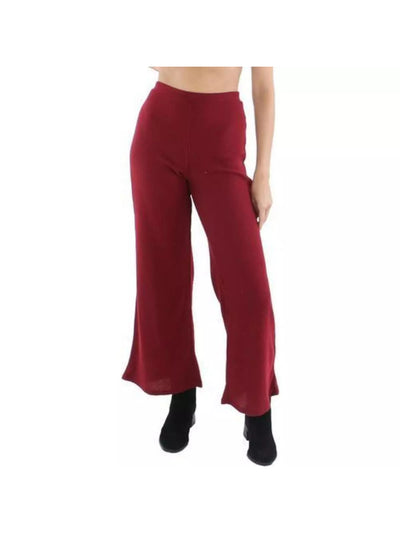 ALMOST FAMOUS Womens Red Ribbed Elastic Waist Lounge Pull-on Wide Leg Pants Juniors M