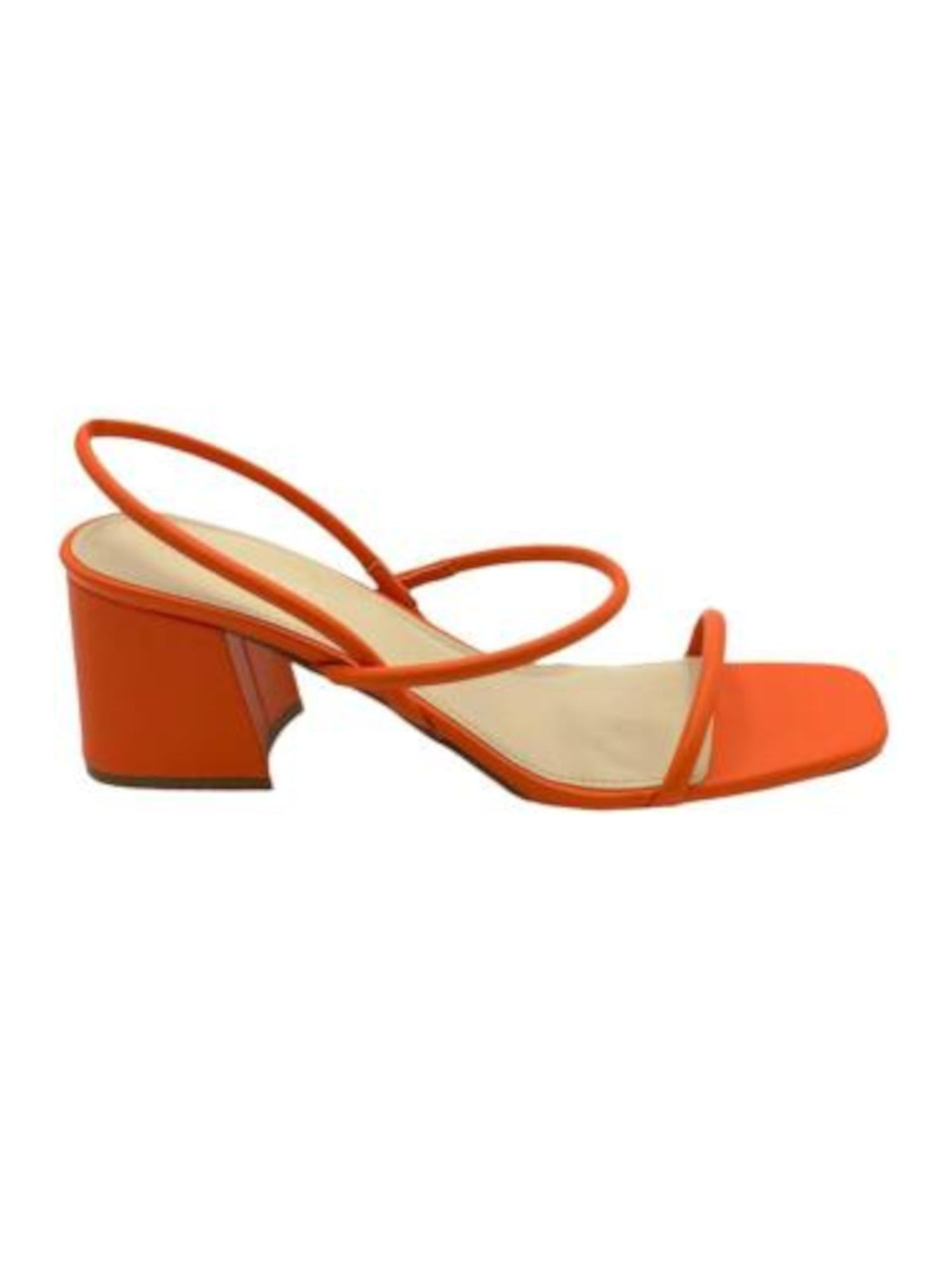 MARC FISHER Womens Orange Padded Goring Galvin Square Toe Block Heel Slip On Dress Slingback Sandal 8 M