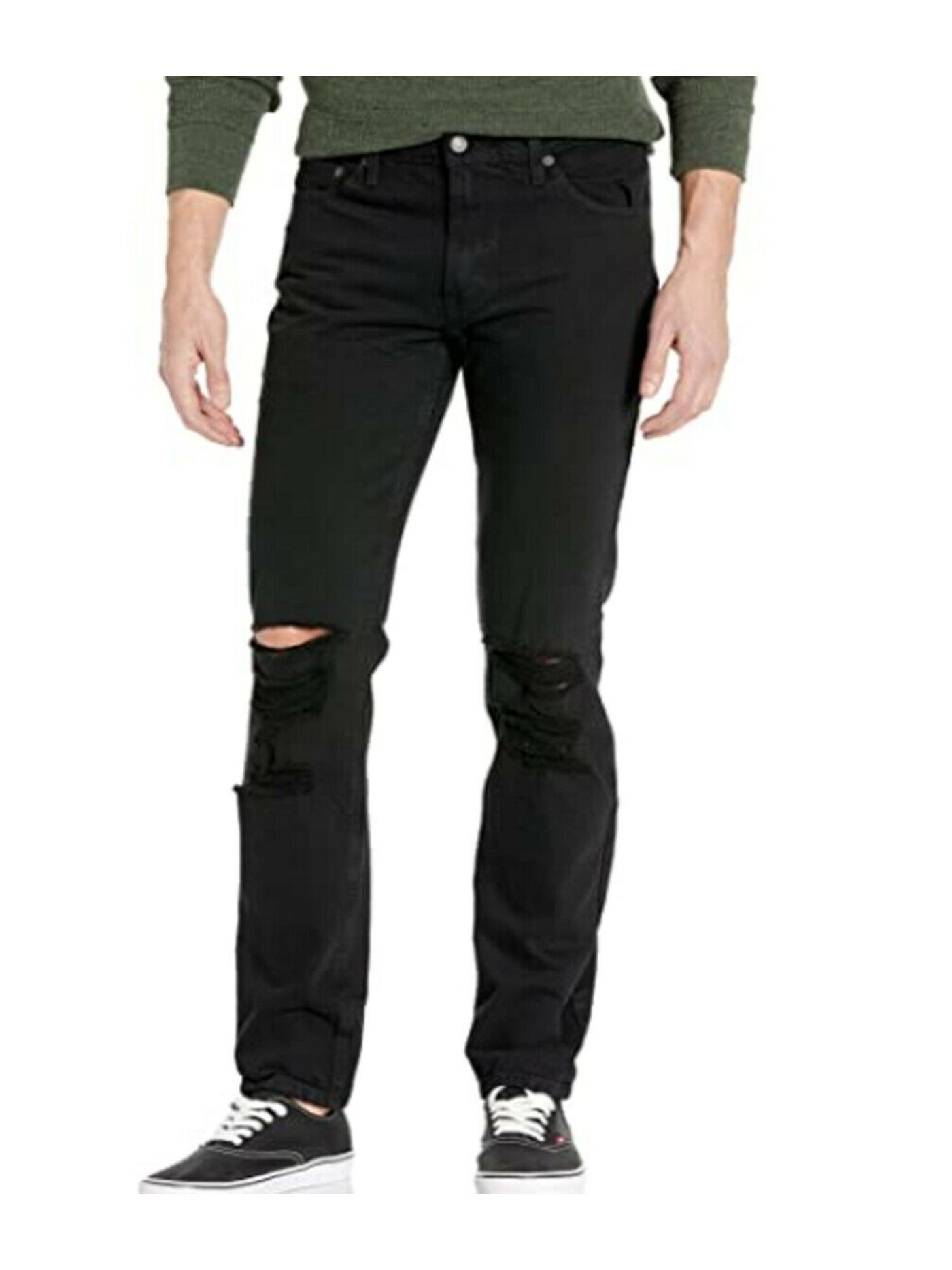 LEVI STRAUSS & CO Mens Black Tapered, Slim Fit Stretch Denim Jeans W31/ L30