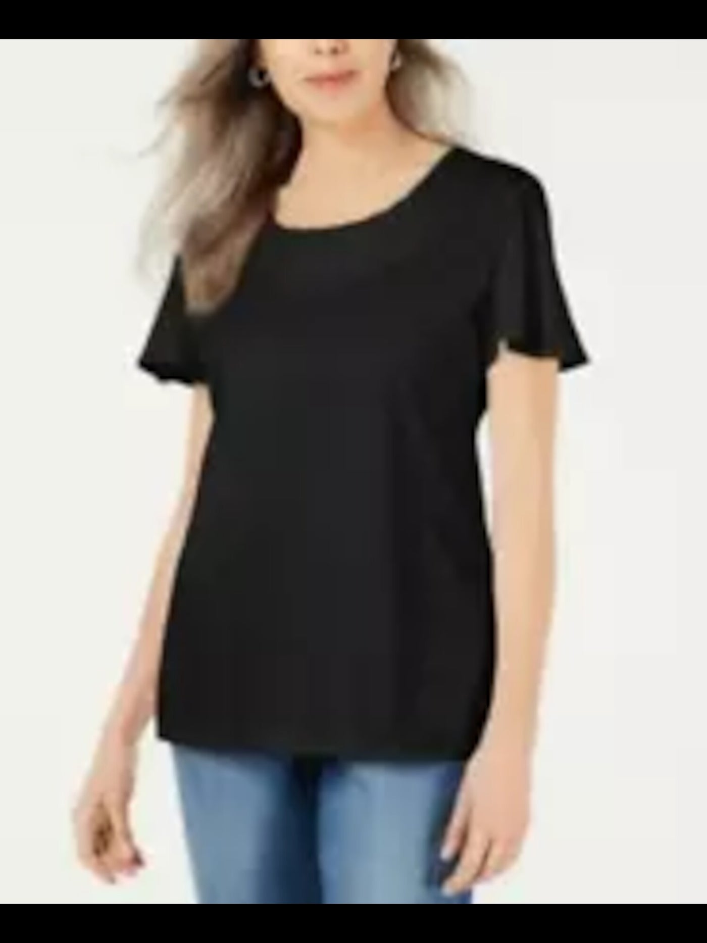 KAREN SCOTT Womens Black Scoop Neck Top Size: S