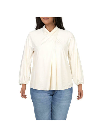 ALFANI Womens Long Sleeve High-neck Party Top