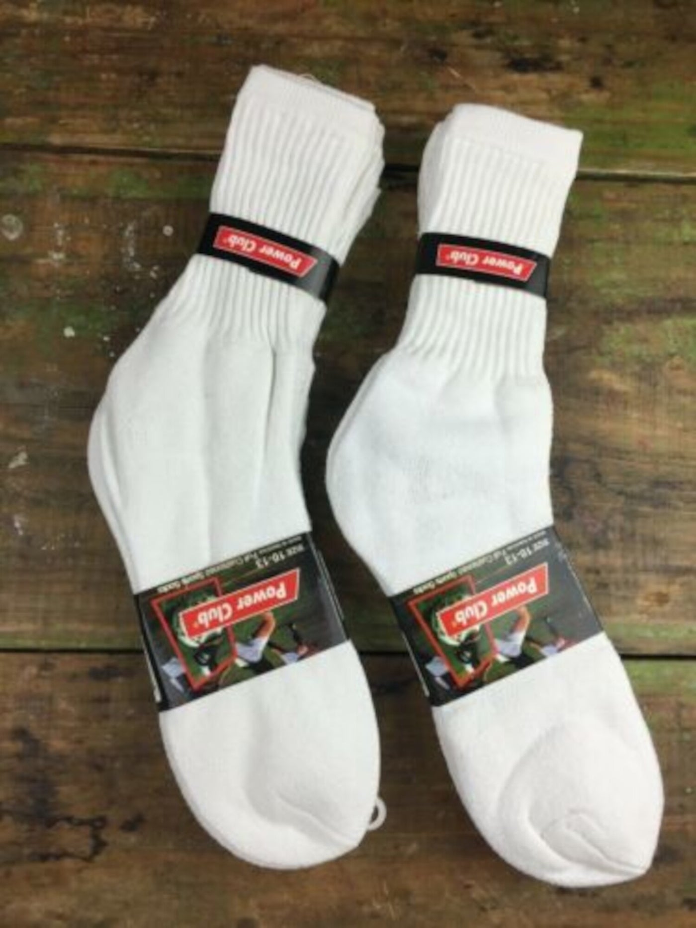 POWER CLUB Mens 4 Pack White Solid Cushioned Athletic Crew Socks 10-13